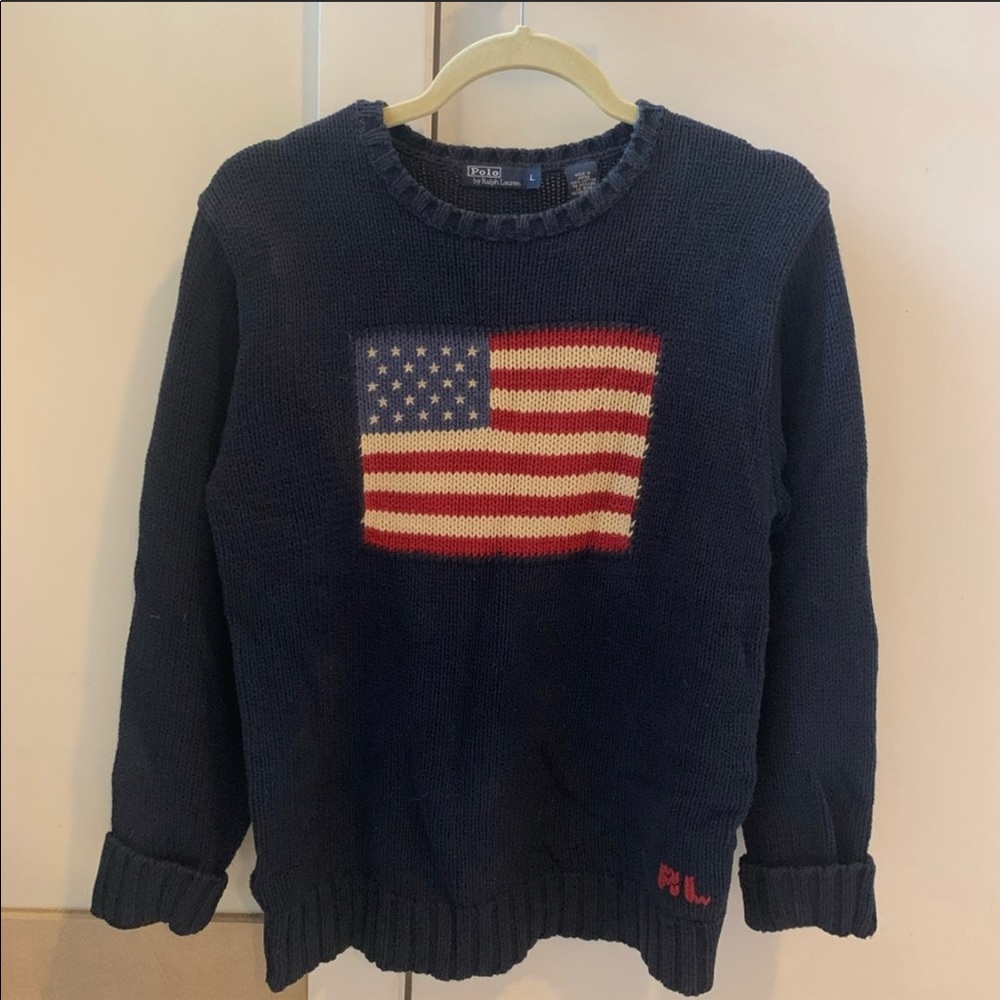 Polo Ralph Lauren vintage flag sweater navy